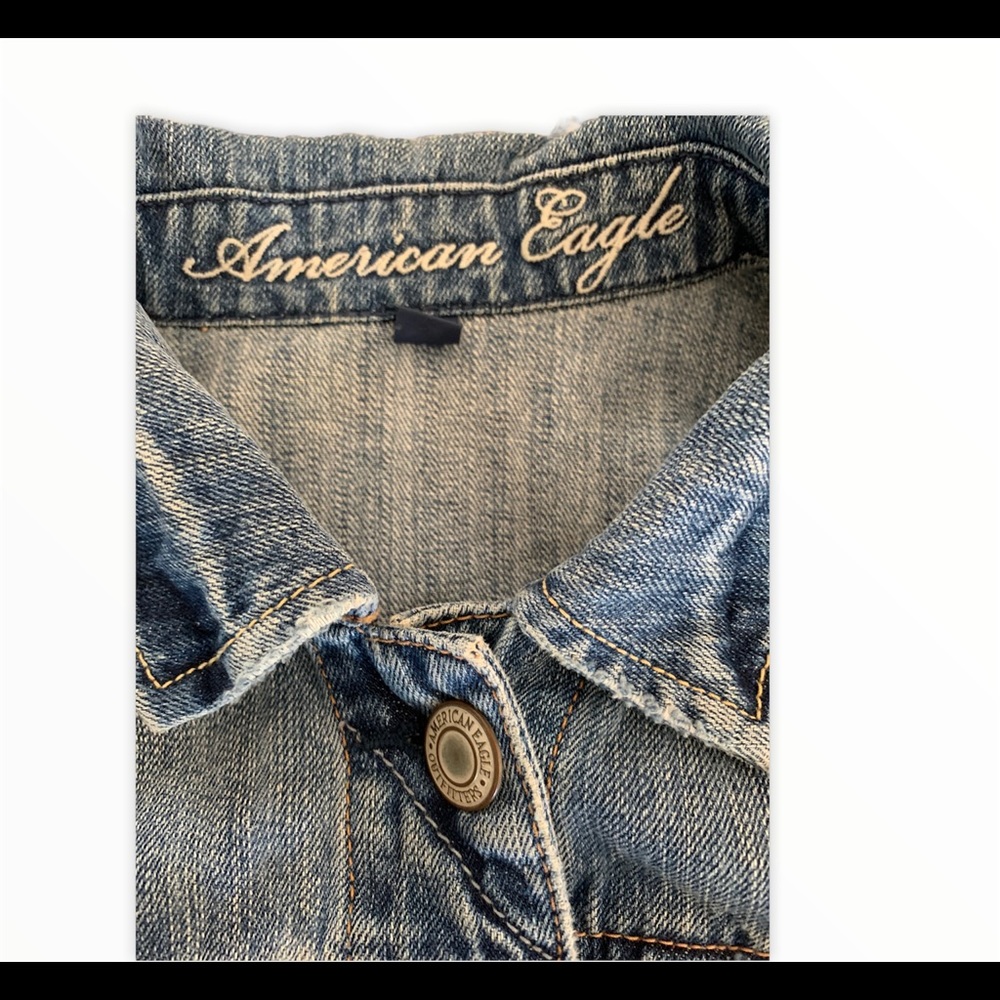 American Eagle OF Cropped Jean Jacket Sz SP - Picture 4 of 5